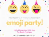 Emoji Birthday Card Template Purple Flowers Feminine 18th Birthday Party Invitation