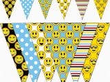 Emoji Happy Birthday Banner Printable Emoji Banner Smiley Printable Banner Emoji Party Pennant