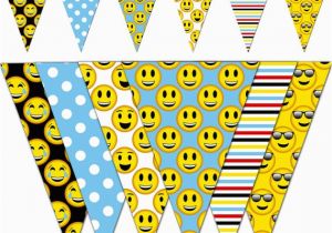 Emoji Happy Birthday Banner Printable Emoji Banner Smiley Printable Banner Emoji Party Pennant