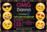 Emoticons Birthday Invitations Emoji Emoticon Birthday Party Invitations Personalized