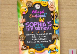 Emoticons Birthday Invitations Emoji Invitation Birthday Emoticon Party Invites Chalkboard