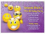 Emoticons Birthday Invitations social Media Emoji Birthday Invitation Purple Yellow Smiley