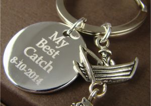 Engraved Birthday Gifts for Him Gift for Him Personalized Fishing Key Ring My Best Catch