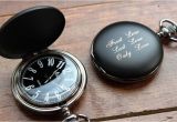 Engraved Birthday Gifts for Him Personalized Pocket Watch Black Matte Black and White