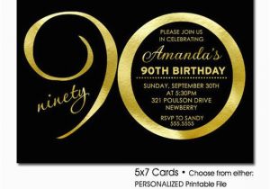 Etsy 90th Birthday Invitations 90th Birthday Invitation Black and Gold 90 Years Any Age