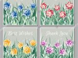 Exotic Birthday Flowers Set Floral Greeting Cards Exotic Flowers Stock Vector