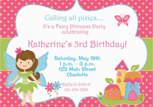 Fairy Birthday Invitation Wording Fairy Princess Party Birthday Invitation by thebutterflypress