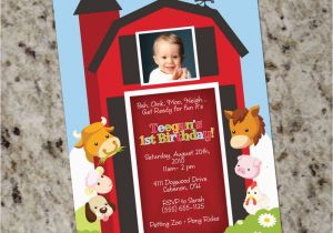 Farm 1st Birthday Invitations Barnyard Party Farm Animals Kids Birthday Party