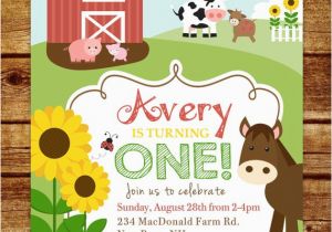 Farm 1st Birthday Invitations Farm First Birthday Party Invitation Farm Birthday