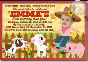 Farm First Birthday Invitations Barnyard Farm Animals 1st Birthday Invitations Di 270