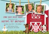 Farm First Birthday Invitations Farm Friends First Birthday Custom Photo Birthday Invitation