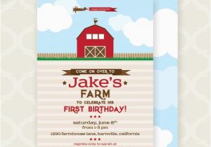 Farm First Birthday Invitations Items Similar to Printable Invitation Farm First