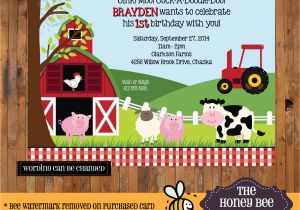 Farming Birthday Cards Farm Animal Birthday Invitation Barnyard by thehoneybeepress