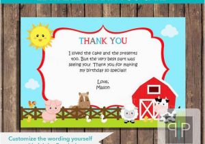 Farming Birthday Cards Instant Download Farm Animals Birthday Thank You Card