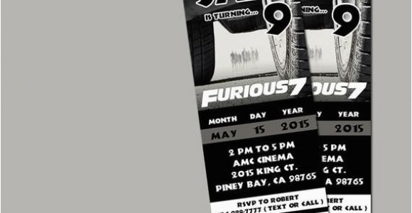 Fast Birthday Invitations Printable Fast and Furious 7 Movie Invitation Ticket by