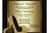 Female 50th Birthday Invitations Black Gold High Heels Womans Birthday Party Invitation