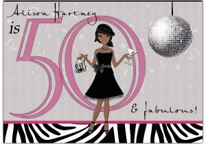 Female 50th Birthday Invitations Chic African American Girl Disco 50th Birthday Invitations