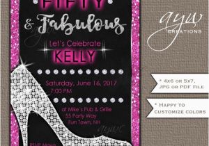 Female 50th Birthday Invitations Heels Birthday Party Invitations Woman Glam Printable