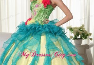 Fifteen Birthday Dresses Colorful Strapless Flowers Sequined Sweet 15 16 Birthday