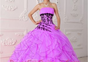 Fifteen Birthday Dresses Sweet Hot Pink Strapless Appliques and Ruffles 15th