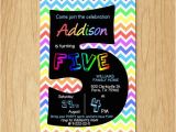 Fifth Birthday Party Invitation 5th Birthday Invitation Rainbow Chevron Pastel Fifth