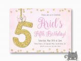 Fifth Birthday Party Invitation Bling 5th Birthday Invitations for Girls Fifth Birthday