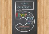 Fifth Birthday Party Invitation Chalkboard 5th Birthday Invitation Fifth Birthday Invite
