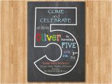 Fifth Birthday Party Invitation Chalkboard 5th Birthday Invitation Fifth Birthday Invite