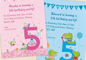 Fifth Birthday Party Invitation Personalised Fifth Birthday Party Invitations by Made by
