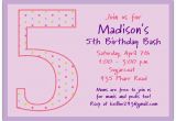 Fifth Birthday Party Invitation Wording 5th Birthday Girl Dots Birthday Invitations Paperstyle