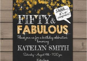 Fifty and Fabulous Birthday Invitations 50th Birthday Invitation Fifty and Fabulous Gold Glitter