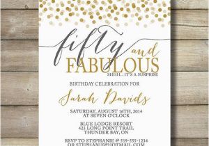 Fifty and Fabulous Birthday Invitations Fifty and Fabulous Birthday Invitation Any by