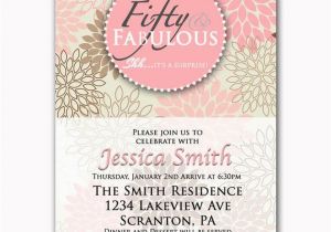 Fifty and Fabulous Birthday Invitations Fifty and Fabulous Pink 50th Birthday Invitation by
