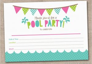 Fillable Birthday Invitations Free Girls Pool Party Printable Invitation Fill by
