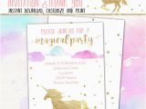 Fillable Birthday Invitations Free Unicorn Party Invitation Thank You Card Editable