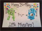 Fingerprint Birthday Cards Monster Handprint Birthday Card with Fingerprint Balloons
