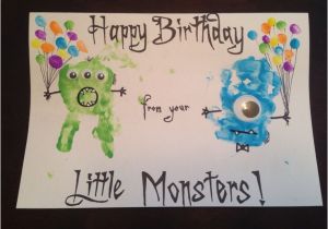 Fingerprint Birthday Cards Monster Handprint Birthday Card with Fingerprint Balloons