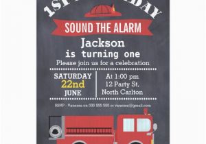 Fire Truck 1st Birthday Invitations Boys Chalkboard Fire Truck 1st Birthday Invitation Zazzle