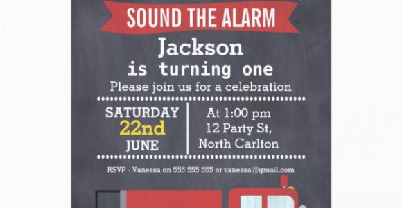 Fire Truck 1st Birthday Invitations Boys Chalkboard Fire Truck 1st Birthday Invitation Zazzle