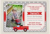 Fire Truck 1st Birthday Invitations Boys Firefighter Fireman Fire Truck Birthday Invitation