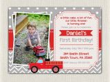 Fire Truck 1st Birthday Invitations Boys Firefighter Fireman Fire Truck Birthday Invitation