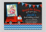 Fire Truck 1st Birthday Invitations Fire Truck Fireman Birthday Invitation Firetruck