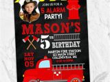 Fire Truck 1st Birthday Invitations Fireman Birthday Party Invitations Fire Truck Hero