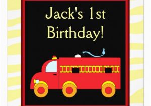 Fire Truck 1st Birthday Invitations Yellow Tiger Red Fire Truck Boy 1st Birthday Party 5 25
