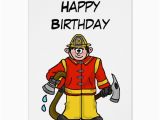 Firefighter Birthday Cards Caucasian Cartoon Fireman Card Customize It Zazzle Ca