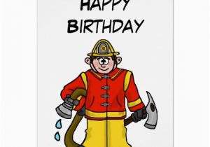 Firefighter Birthday Cards Caucasian Cartoon Fireman Card Customize It Zazzle Ca