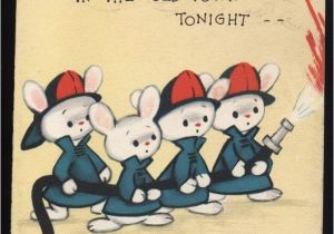 Fireman Birthday Cards Vintage Fireman Bunnies Happy Birthday by Vintagerecycling