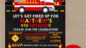 Fireman Birthday Invites Firefighter Birthday Invitation Firefighter Birthday Party