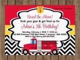 Fireman Birthday Invites Firetruck Birthday Invitation Chevron Printable Any