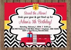 Fireman Birthday Invites Firetruck Birthday Invitation Chevron Printable Any